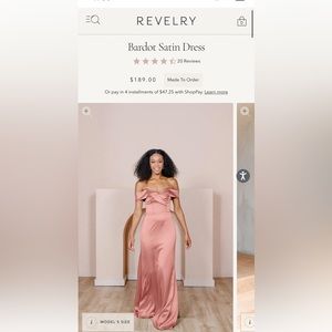 Never Worn Revelry Bardot Satin Dress